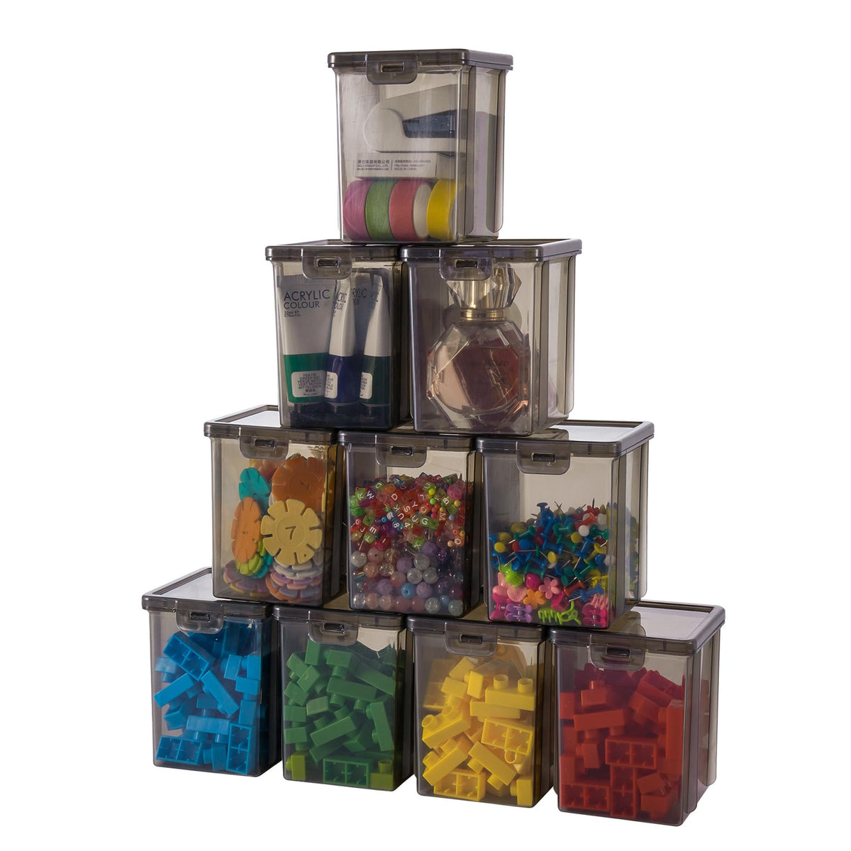 10 Pack Deep Black Square Storage Box (10 Count)