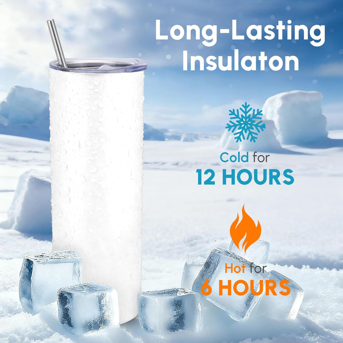 4 Pack Skinny Sublimation Tumblers with Lid and Straw