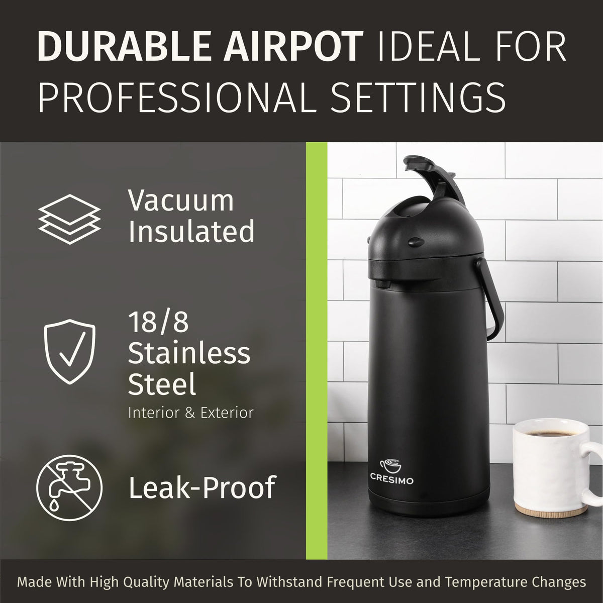 Airpot Coffee Carafe Dispenser with Pump Black 12 Hours Hot Water Retention