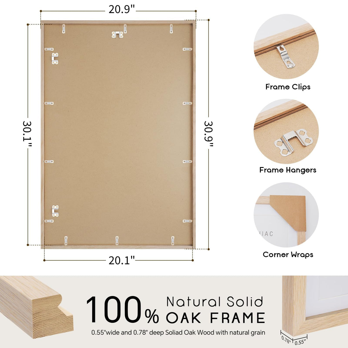 20x30 Solid Oak Wood Picture Frame