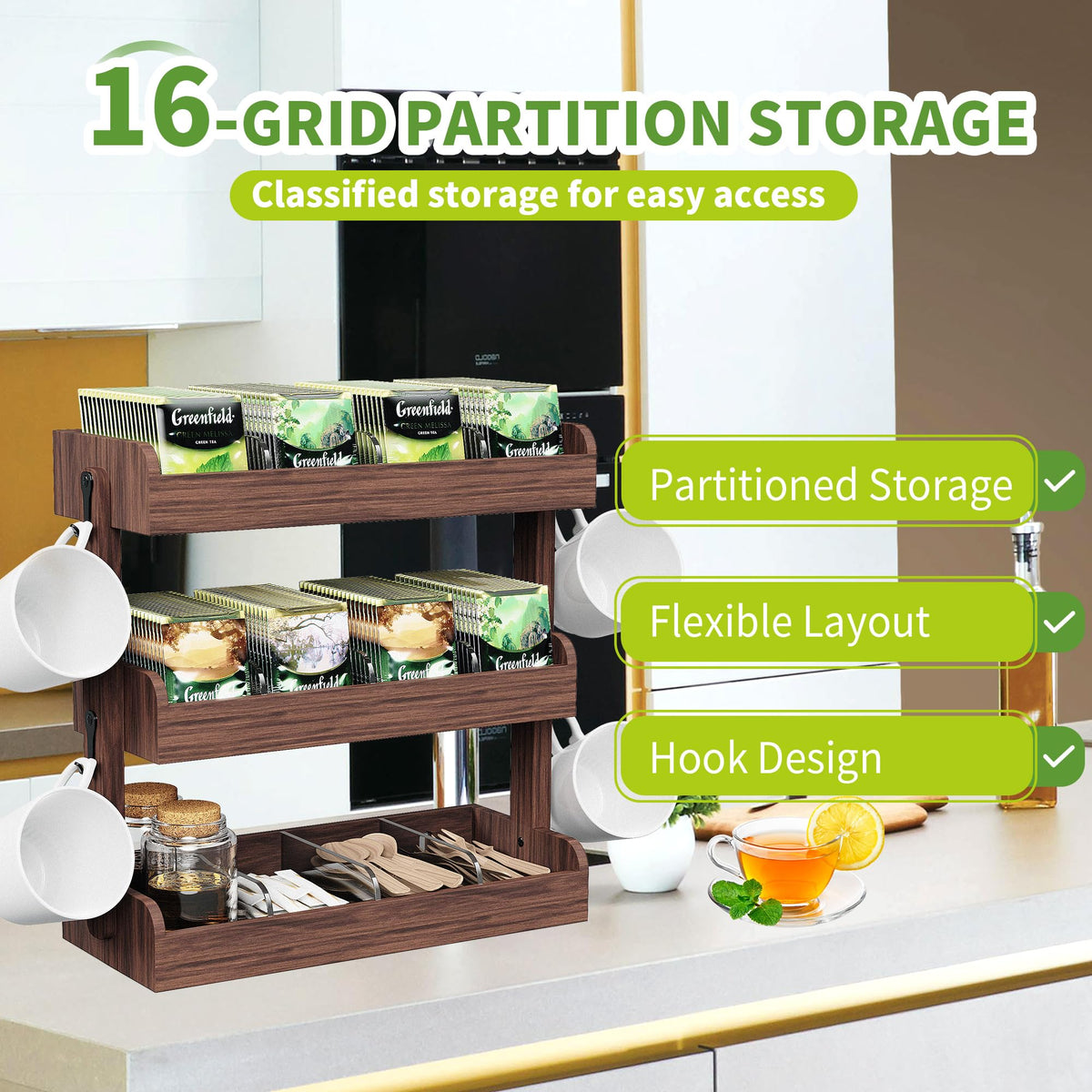 3 Tier Tea Bag Organizer Wall Mounted