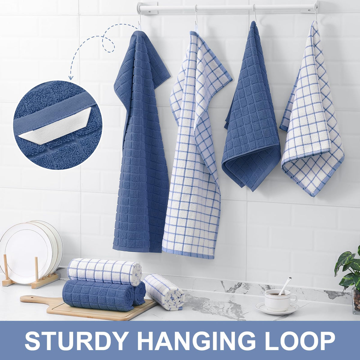 Premium Cotton Kitchen Dish Cloths 12"x 12" (8 Count)