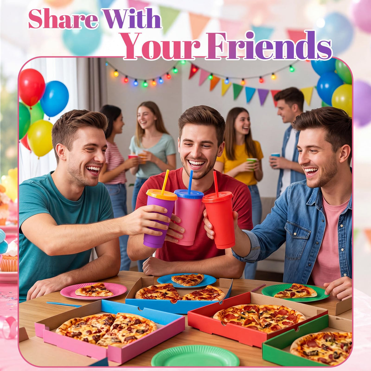 30 Pack Plastic Cups with Lids Straws (30 Count)