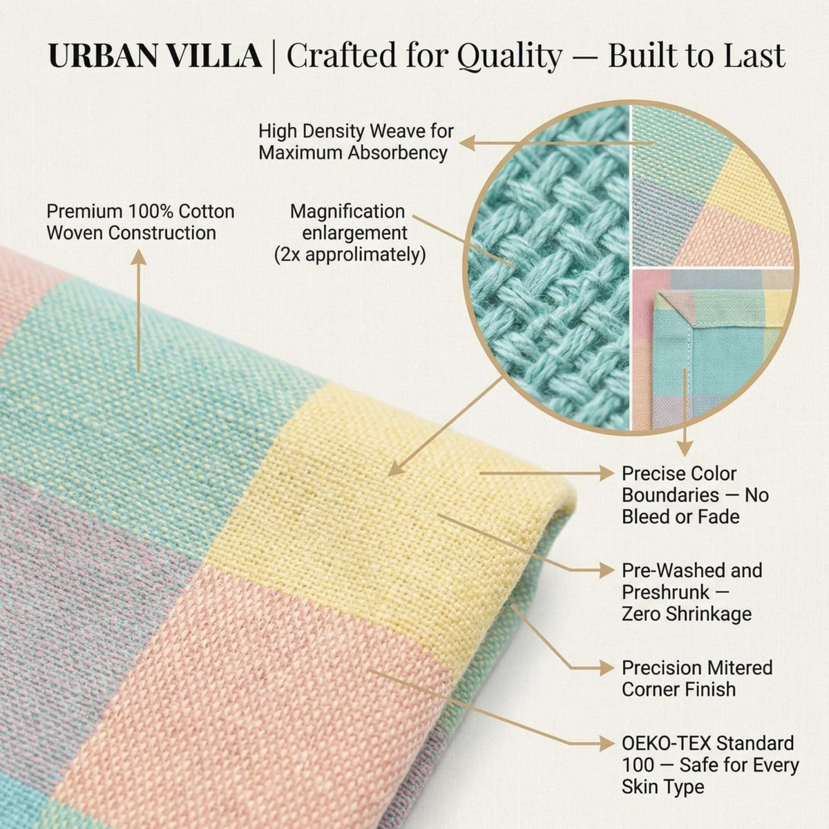 Kitchen Towels Cotton Dish Towels 20”x30” (6 Count)