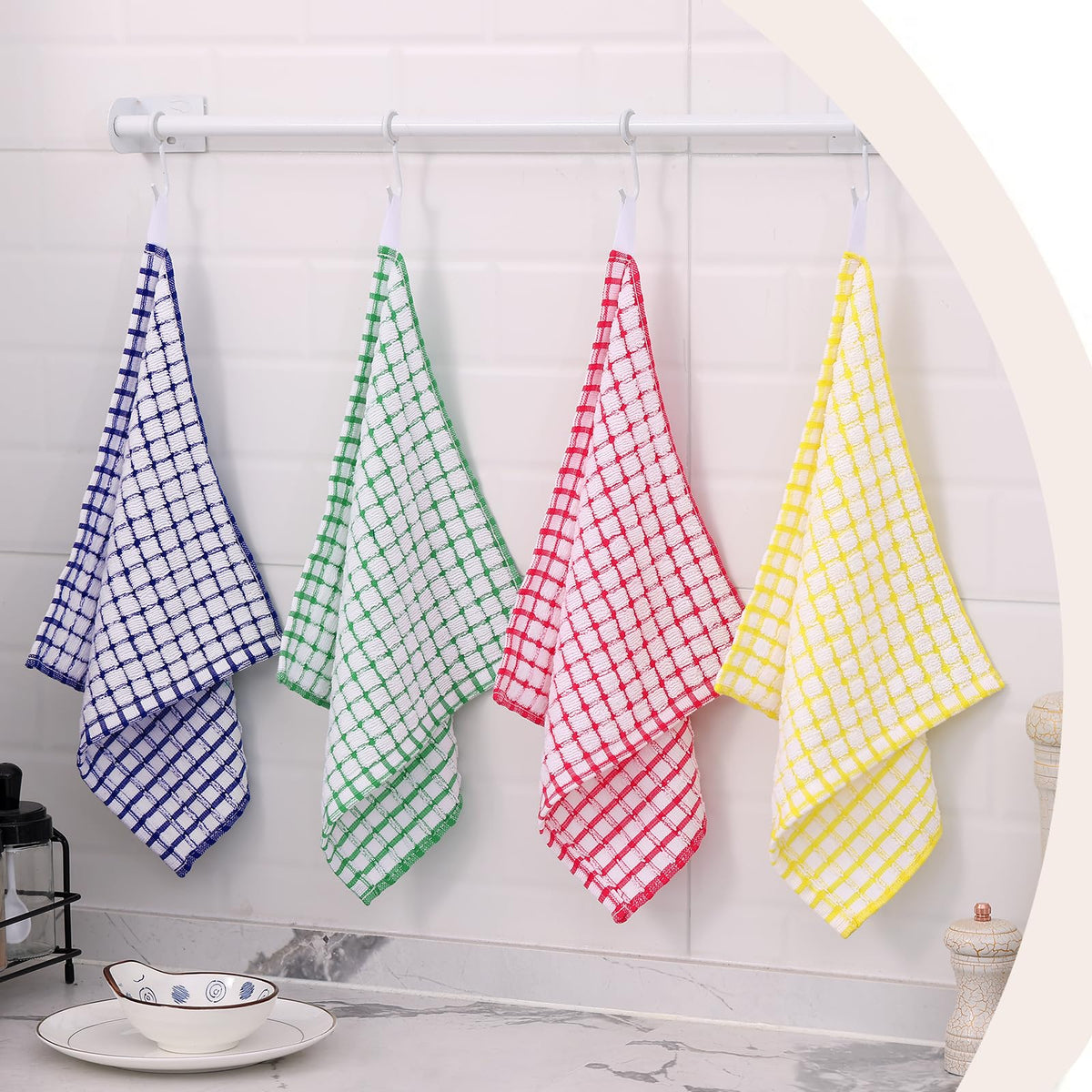 Cotton 8 Pack Terry Kitchen Dish Cloths (8 Count)