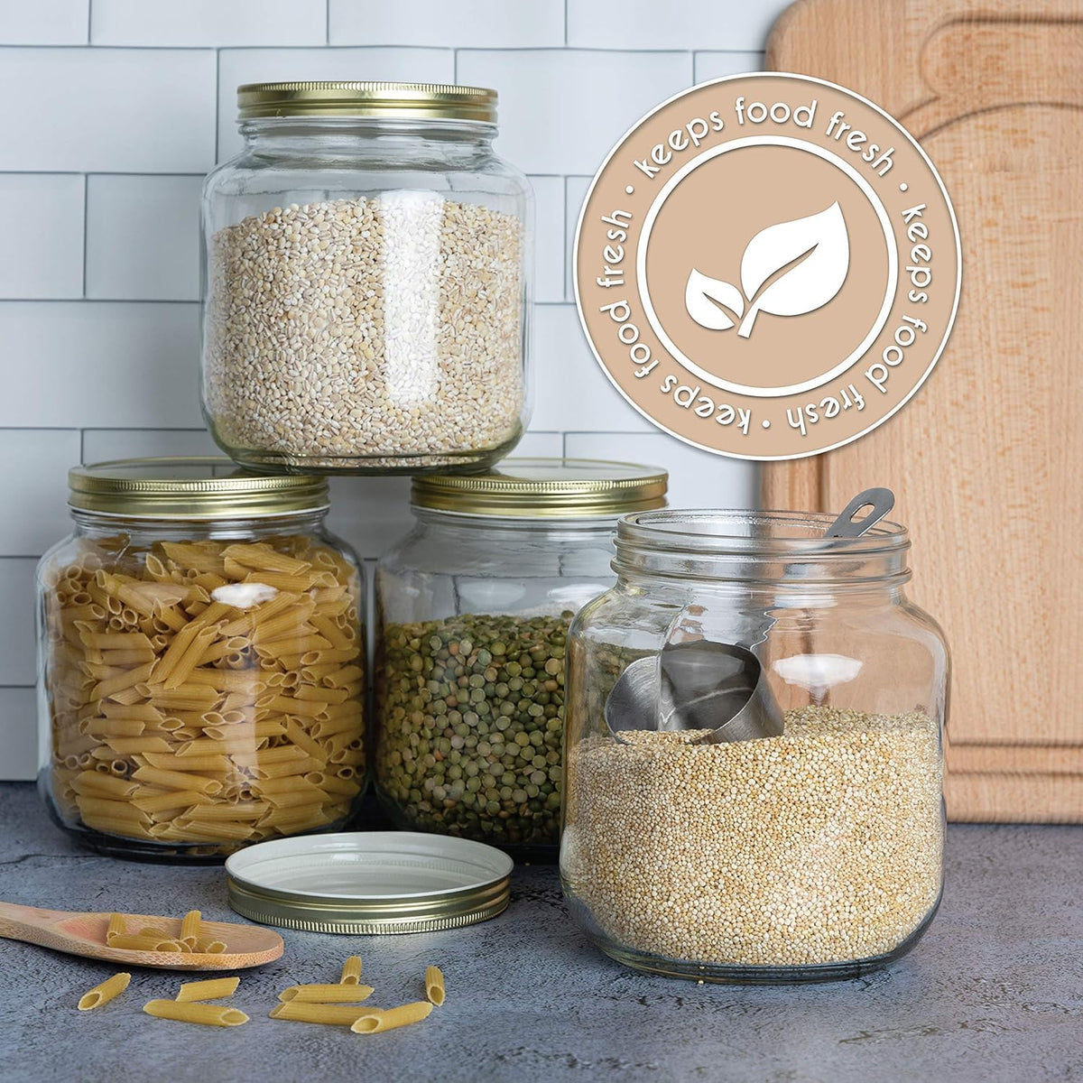 Half Gallon Mason Jar Wide Mouth with Airtight Metal Lid