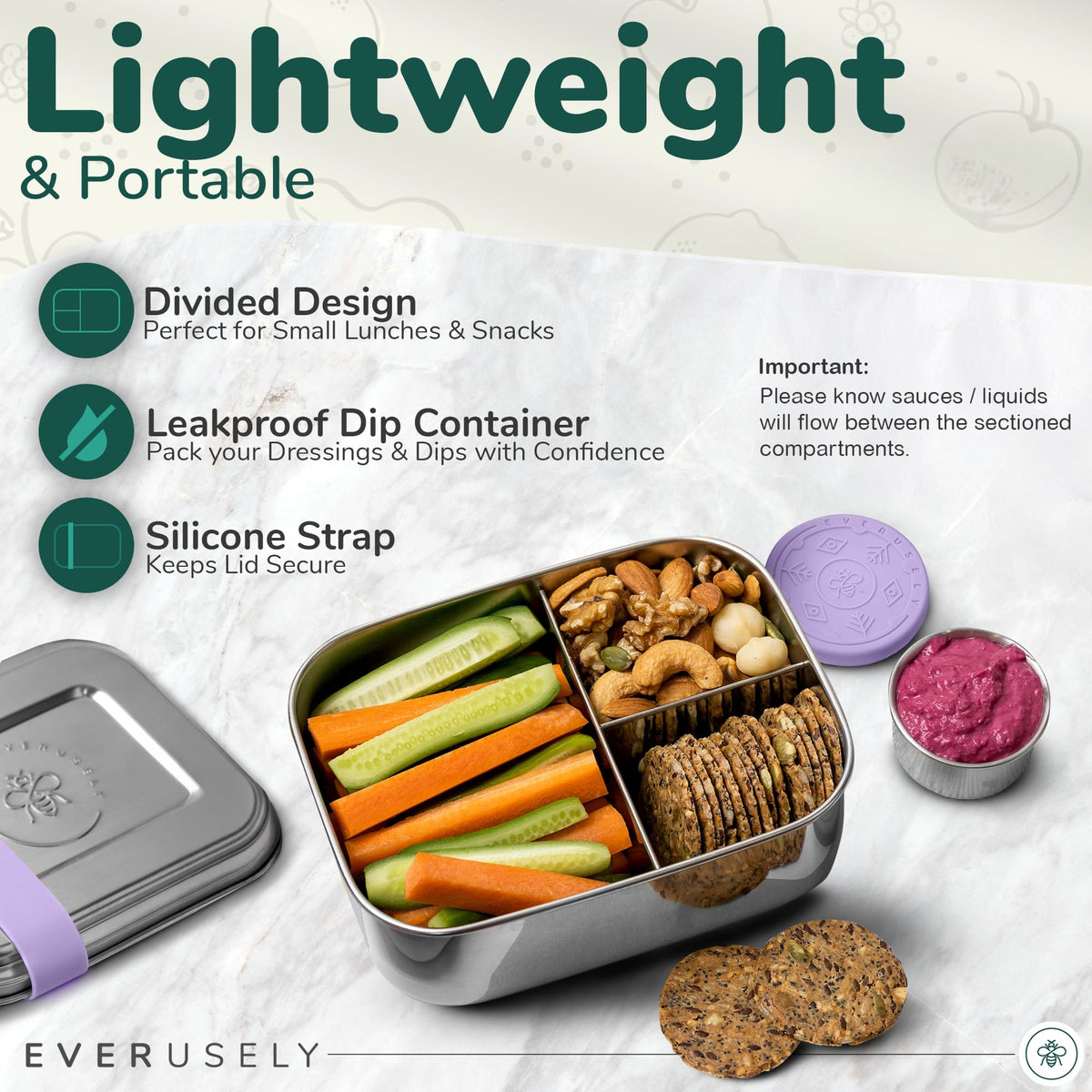 Stainless Steel Bento Box + Condiment Container