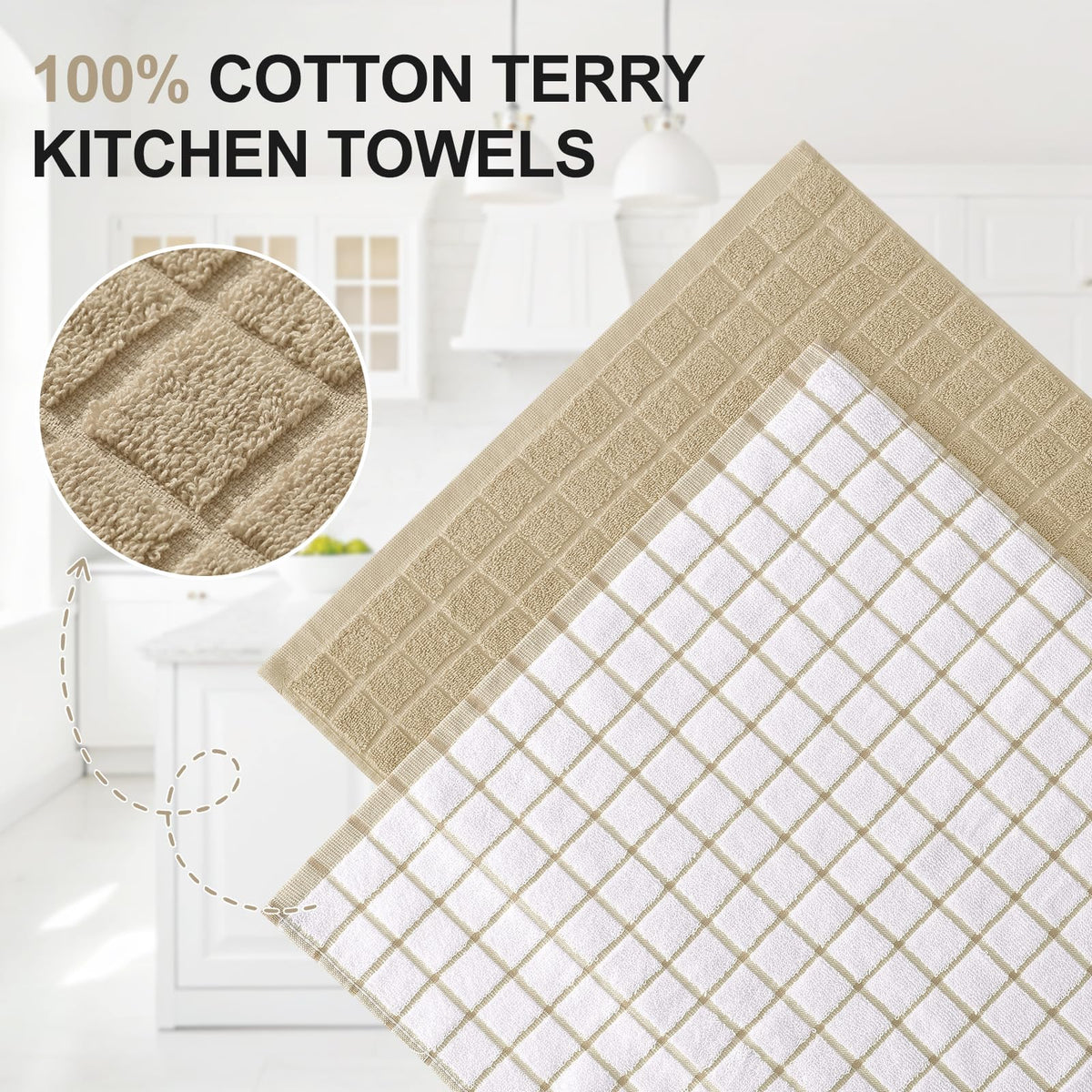 Large Premium Cotton Kitchen Towels 16"x 28" (4 Count)