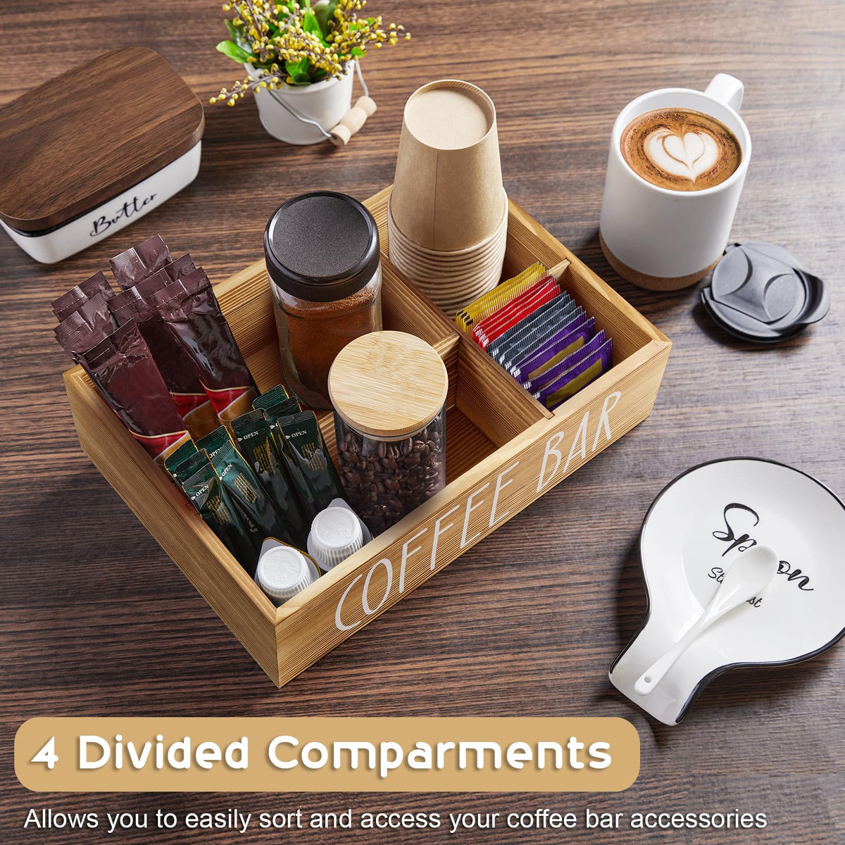 Brown Coffee Station Organizer