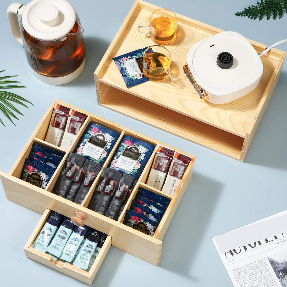 Tea Bag Organizer Wooden Tea Storage Box