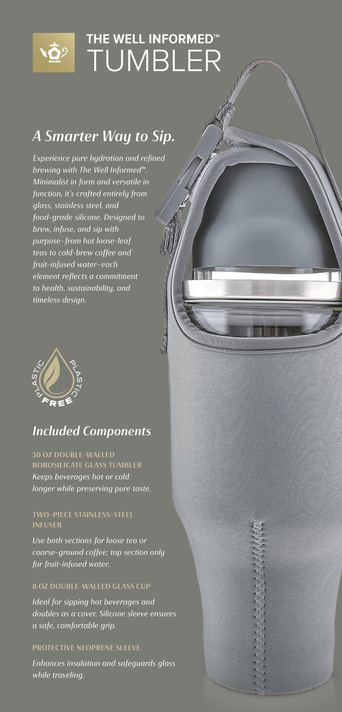 30 oz The Well Informed Insulated Glass Tumbler