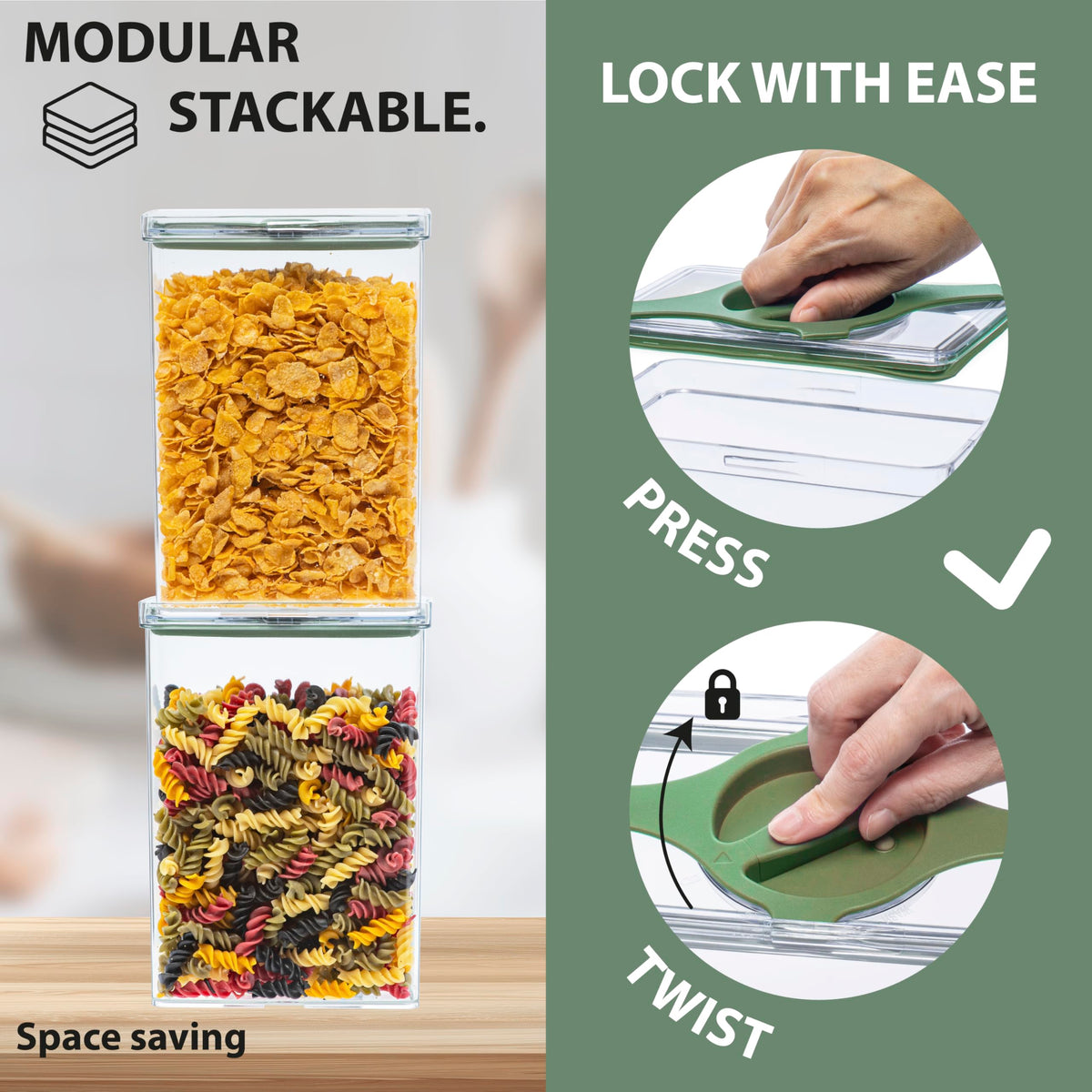 Airtight Pantry Storage Container 5 PC Set Twist (5 Count)