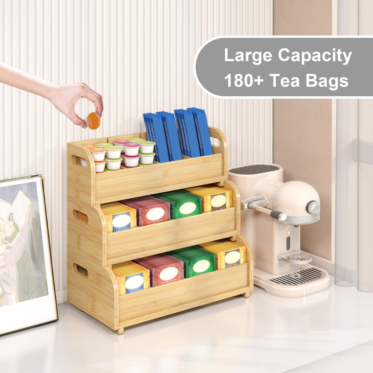 3 Tier Bamboo Tea Bag Organizer