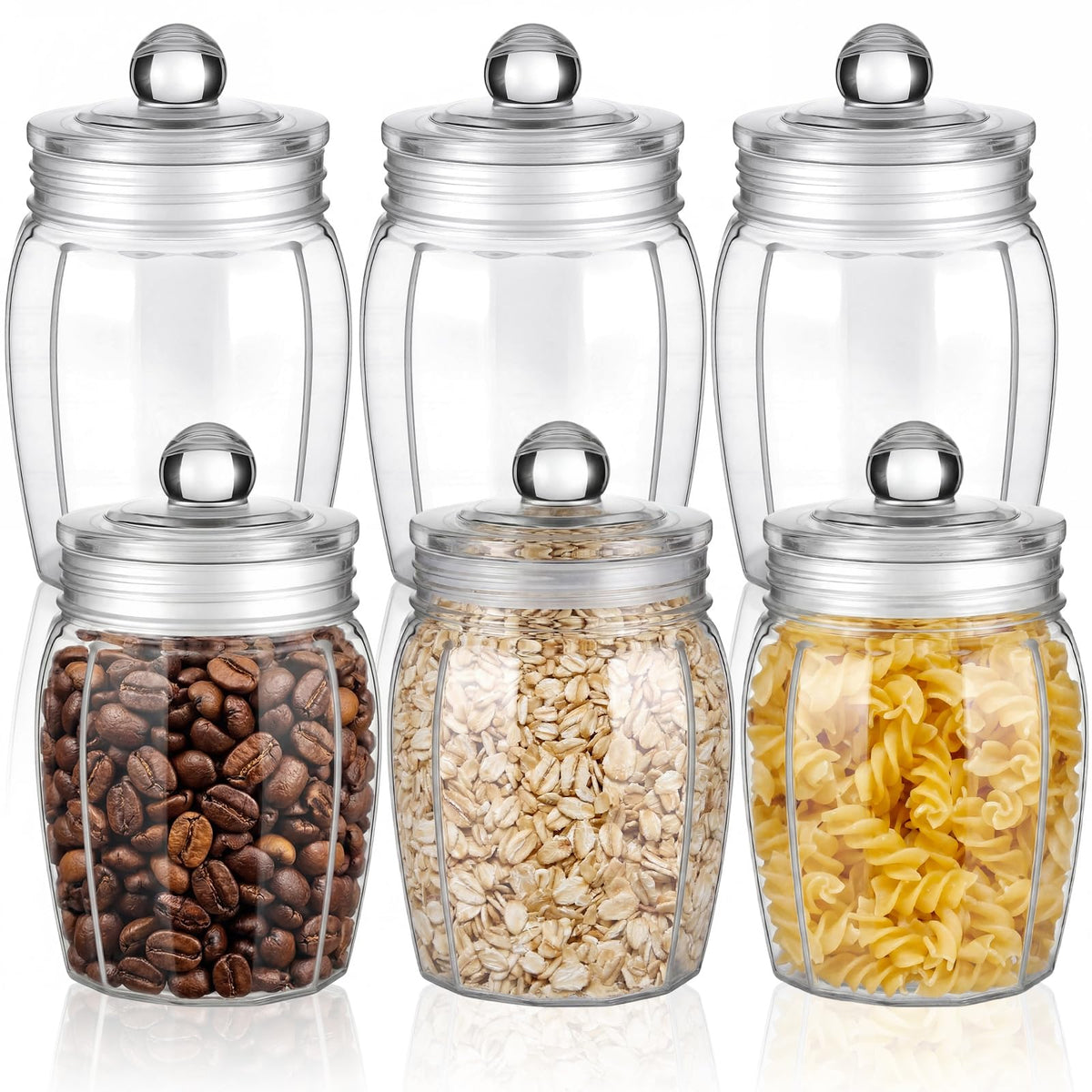 6 Set 27 oz Clear Glass Jars with Airtight Lids (6 Count)