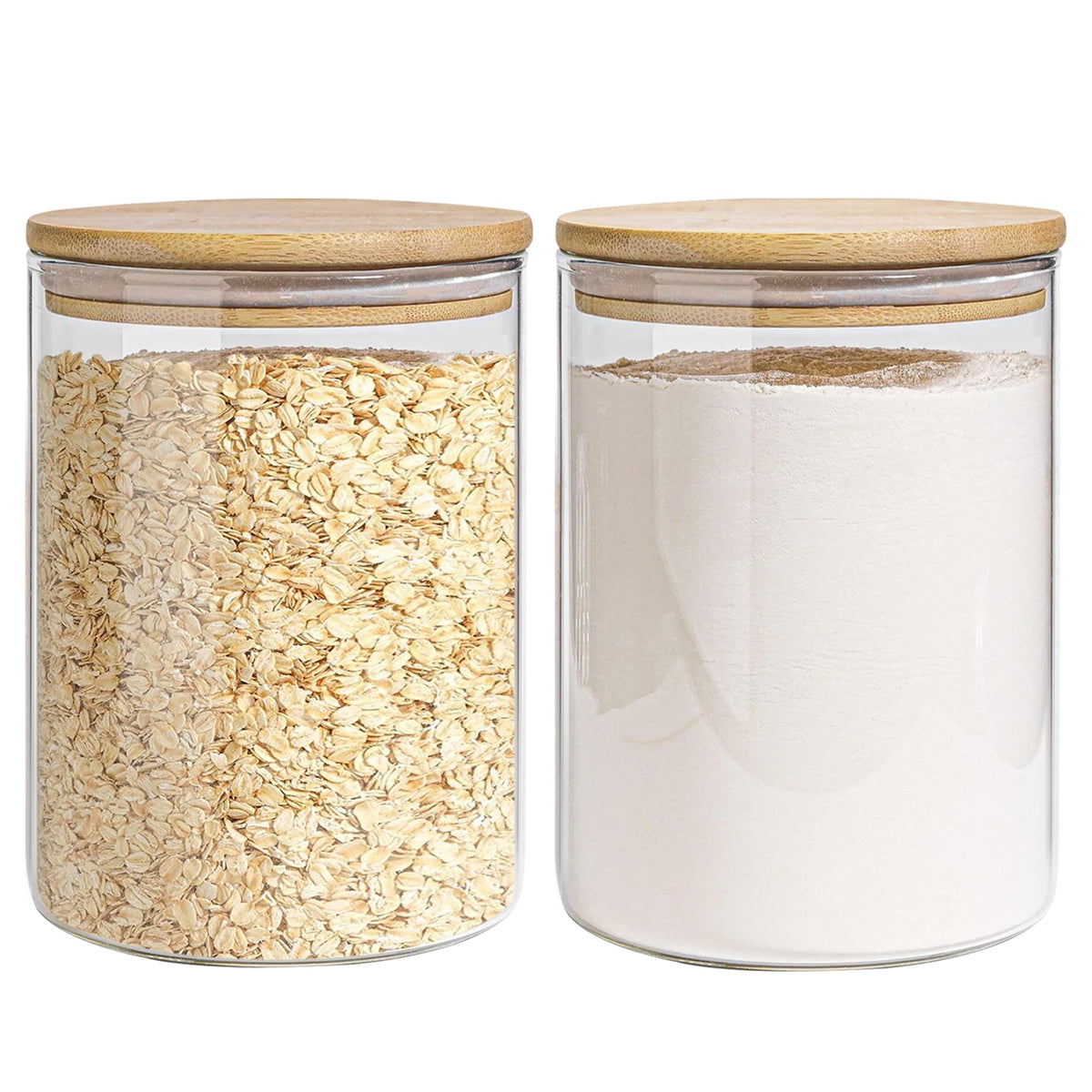 Glass Storage Jars Set Elegant Containers with Airtight Bamboo Lids