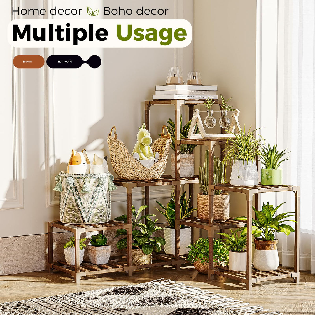Plant Stand Indoor Corner Plant Shelf Outdoor for Multiple Plants (10 Count)
