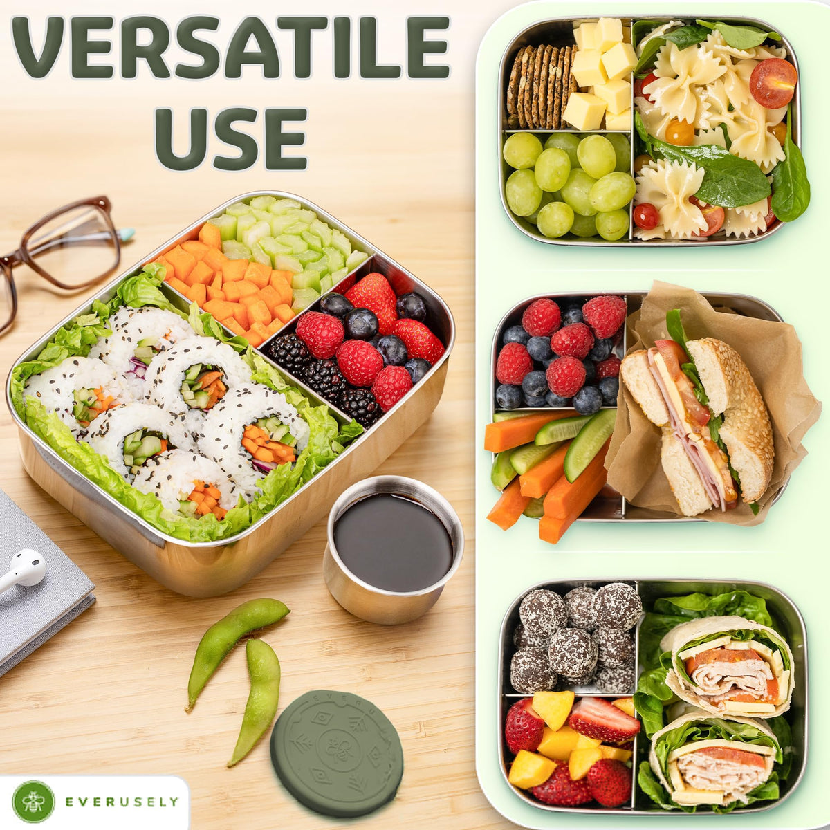 Stainless Steel Bento Box + Condiment Container