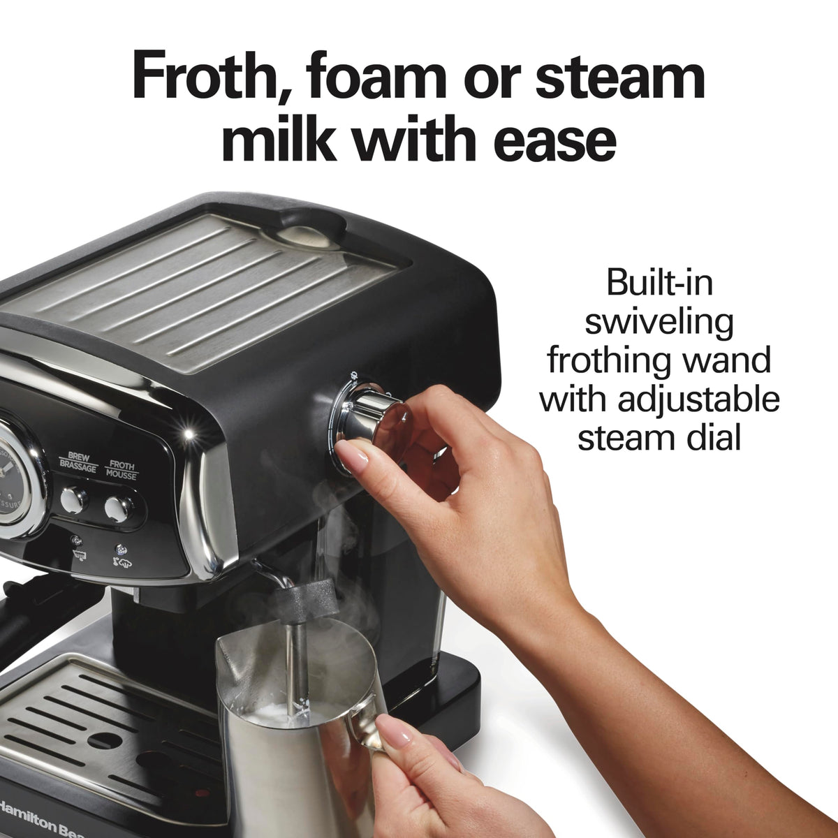 Slide & Lock Espresso Machine With Milk Frother Steam Wand