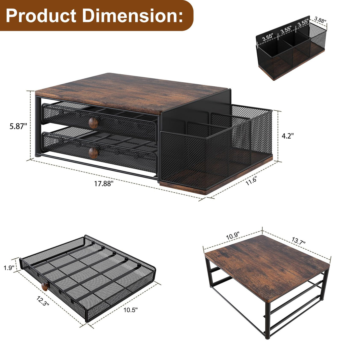 K Cup Holder 60 Capsule Capacity 2 Tier Sliding Pods Storage Drawer with Disposable Cups & Lids Holder