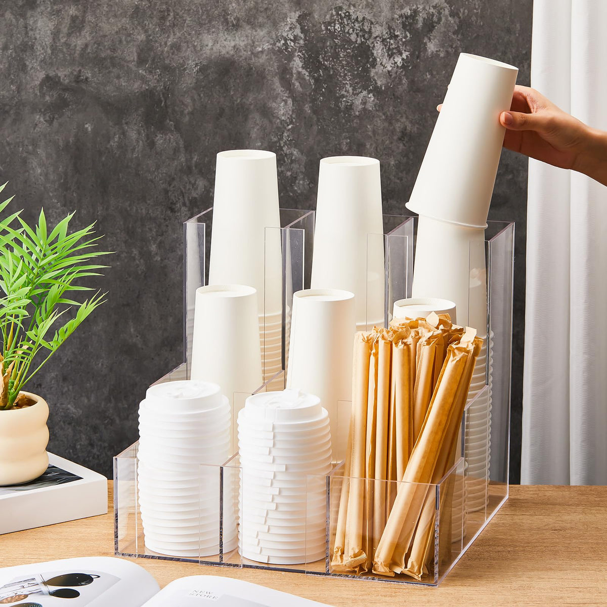 Acrylic Vertical Coffee Cup and Lid Dispenser