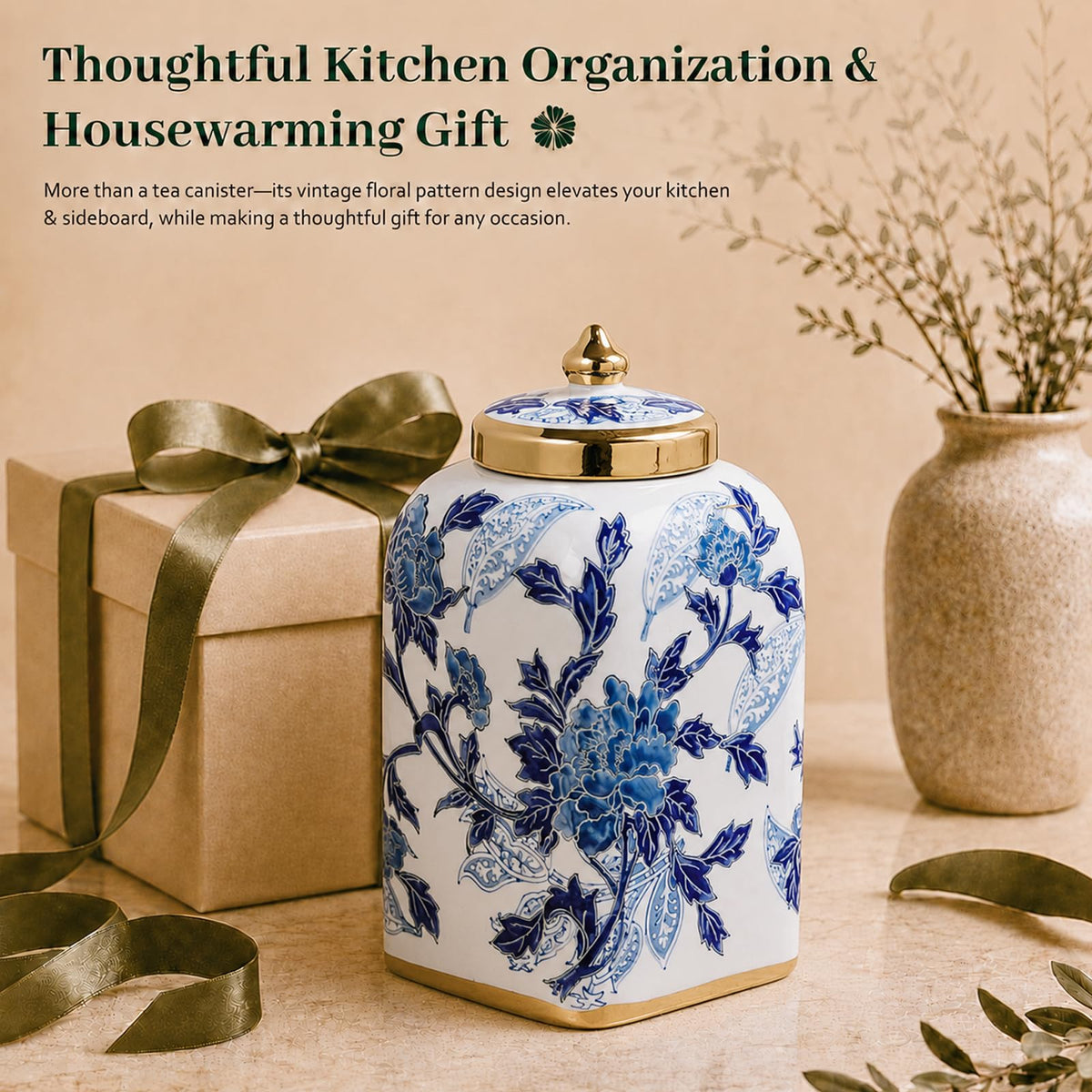 12.5" H Ceramic Kitchen Canisters for Countertop