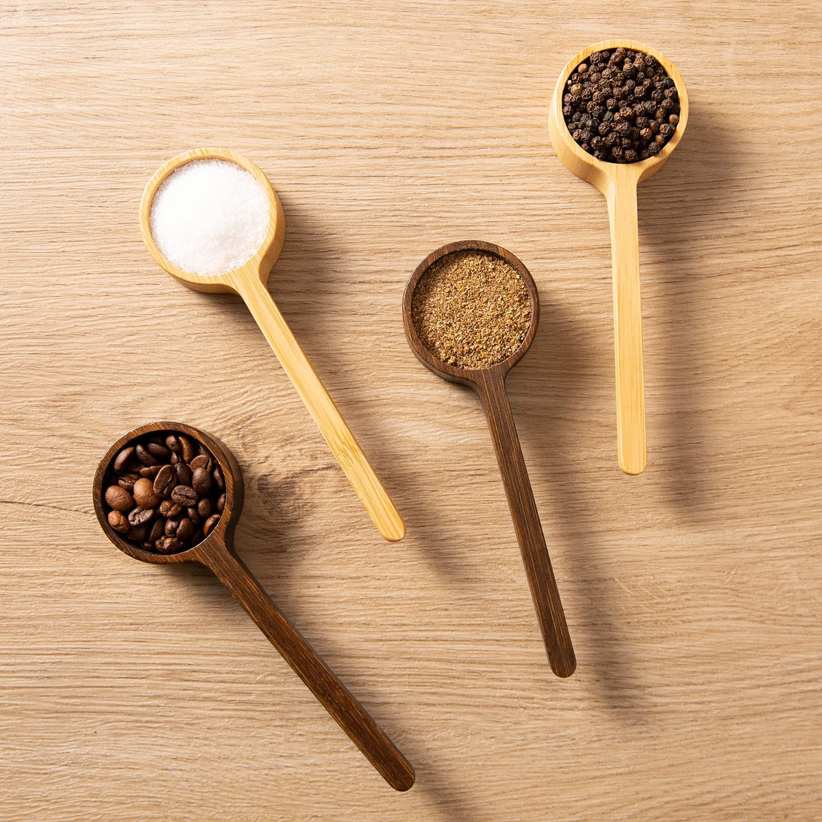 Bamboo Coffee Scoop Long Handle Measuring Scoop for Glass Food Jars (2 Count)