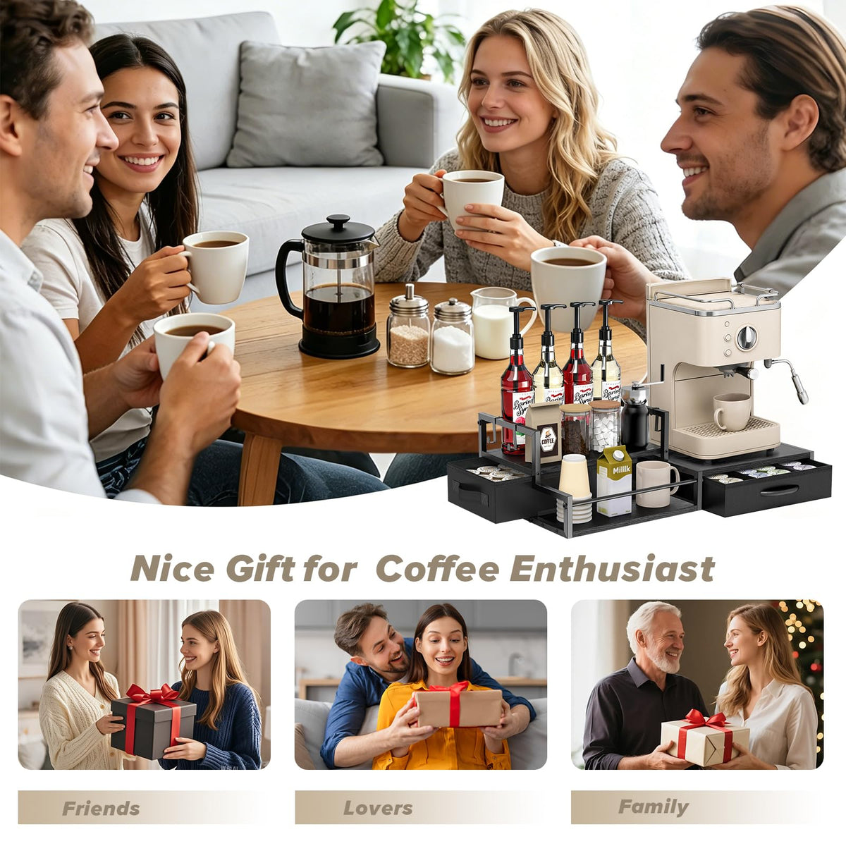 Coffee Syrup Organizer for Countertop