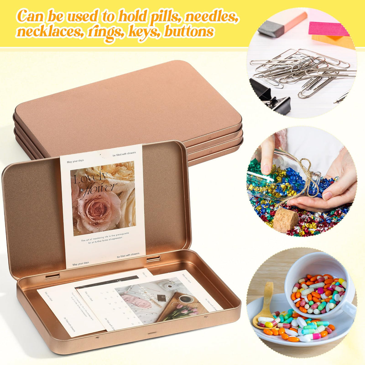 2 Pack Metal Tin Boxes with Hinged Lids (2 Count)
