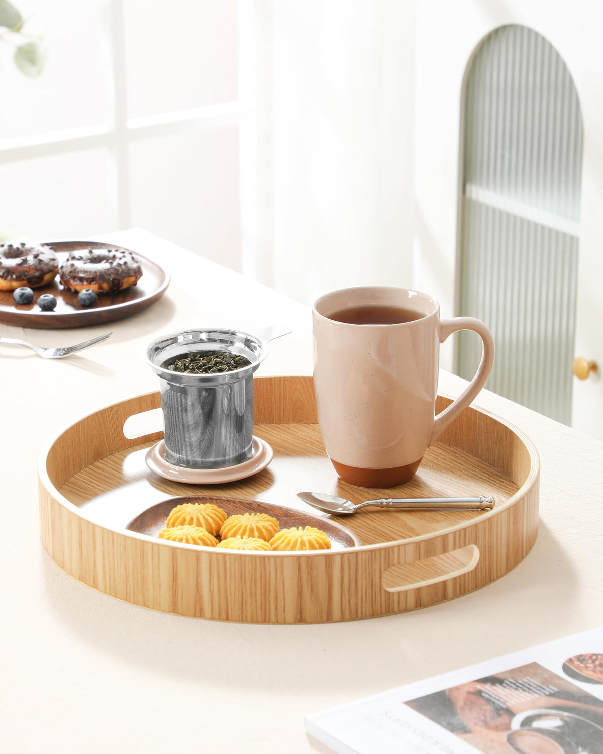Ceramic Tea Mug with Lid and Stainless Steel Infuser