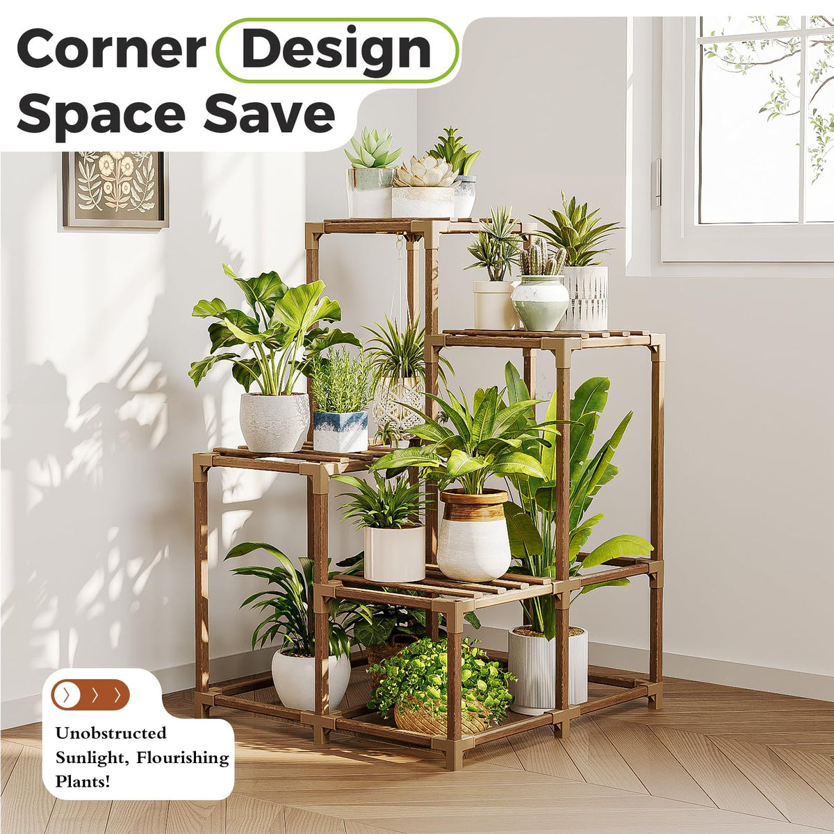 Corner Plant Stand Indoor Outdoor Plant Shelf Small Plant Table