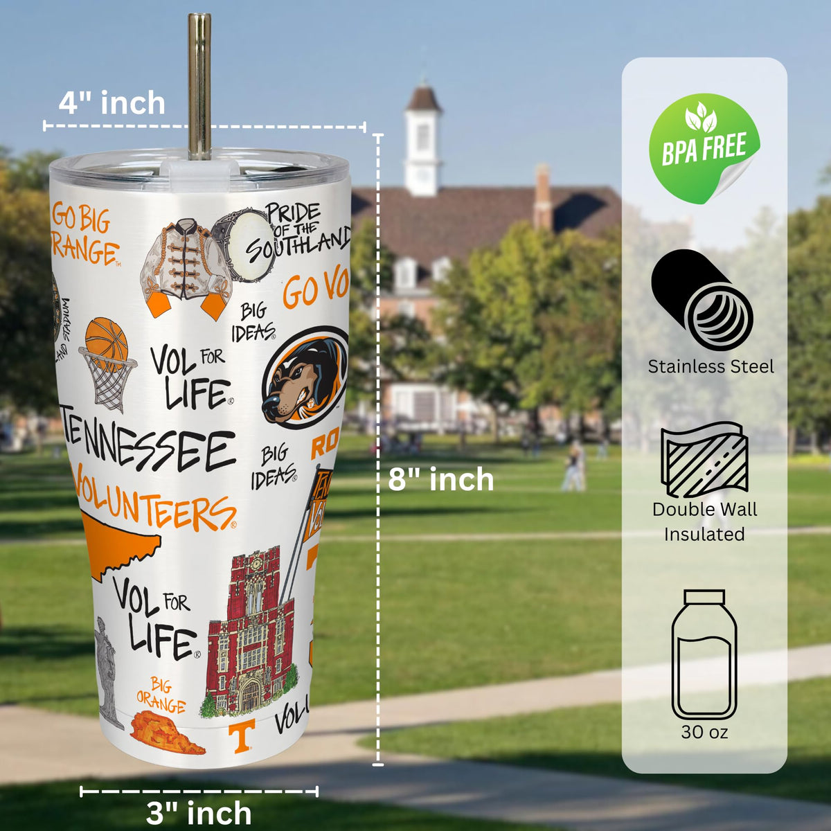 University of Tennessee 30oz Stainless Steel 3D Icon Travel Mug