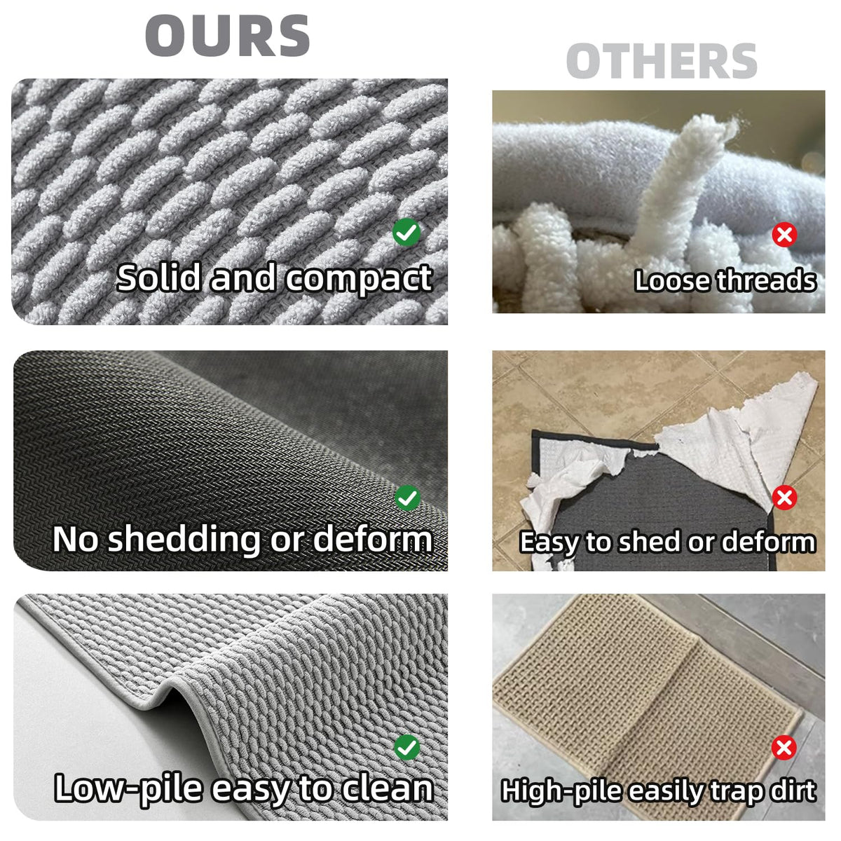 Toilet Rug Thin Toilet Rugs U Shaped Washable Non Slip Absorbent Quick Dry Low Pile Toilet Mat (480 sq in)