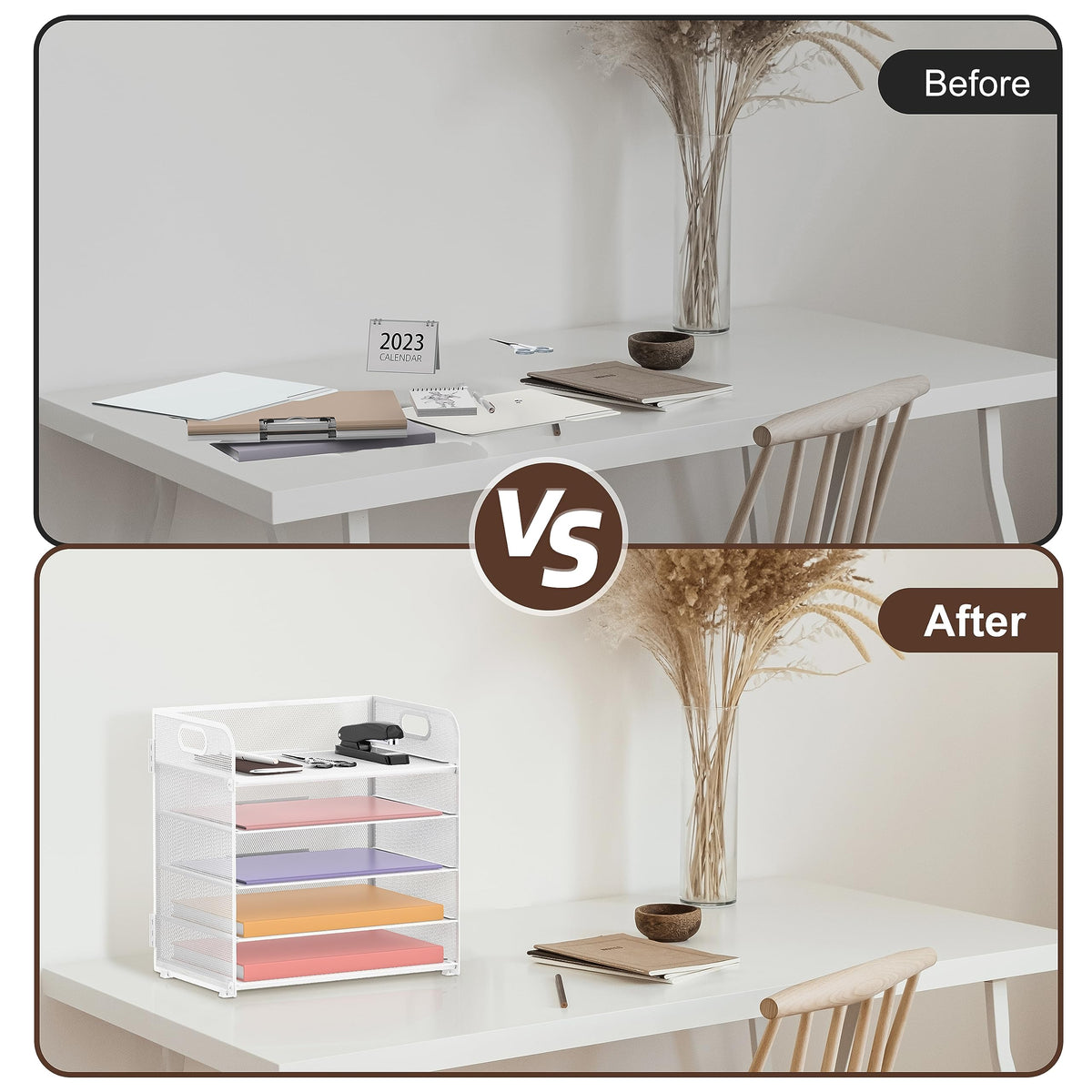 5 Trays Paper Organizer Letter Tray with Handle