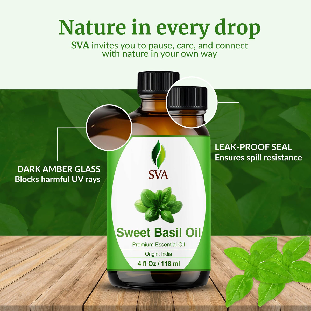 SVA Sweet Basil Essential Oil (4 Fl Oz)