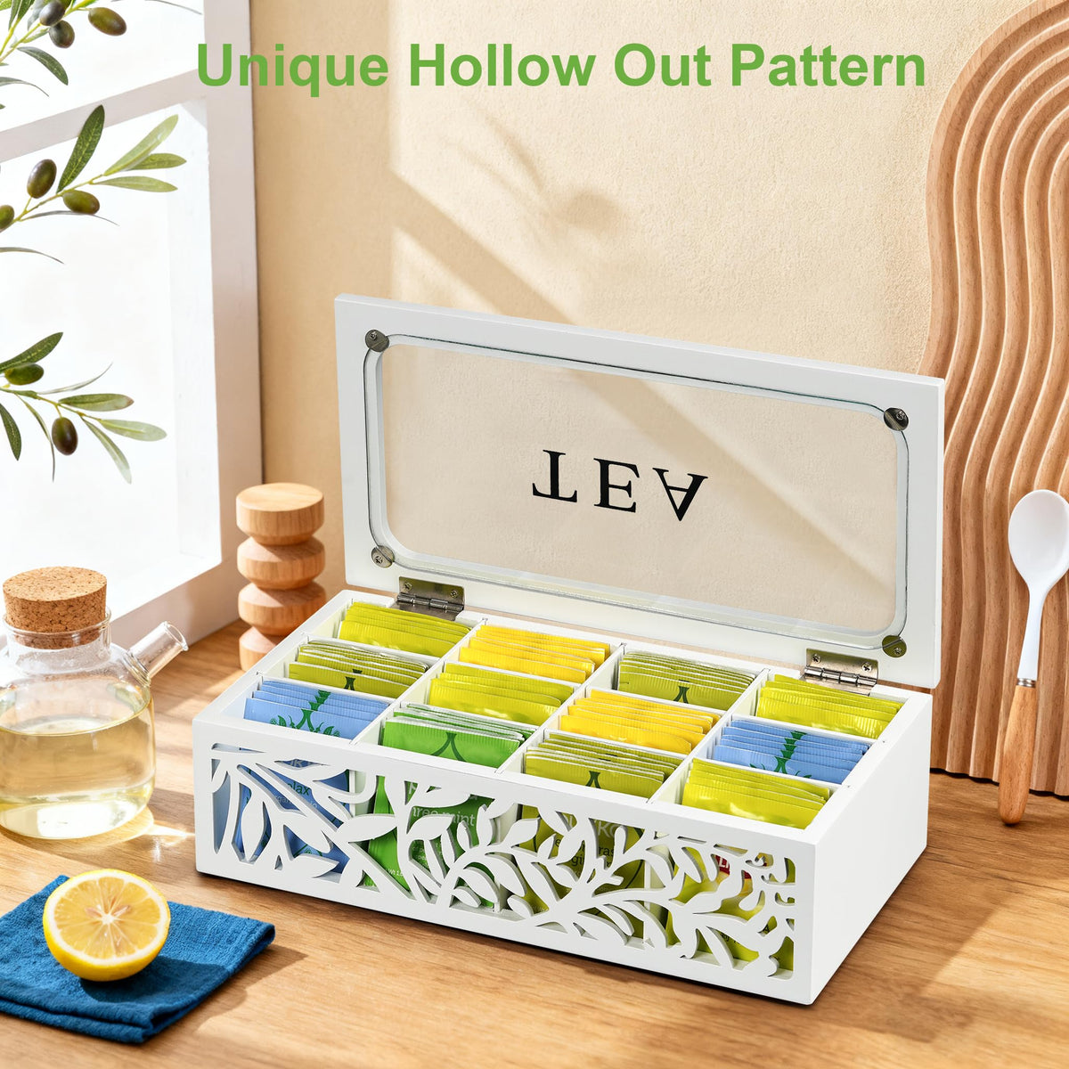 Wooden Tea Box Organizer