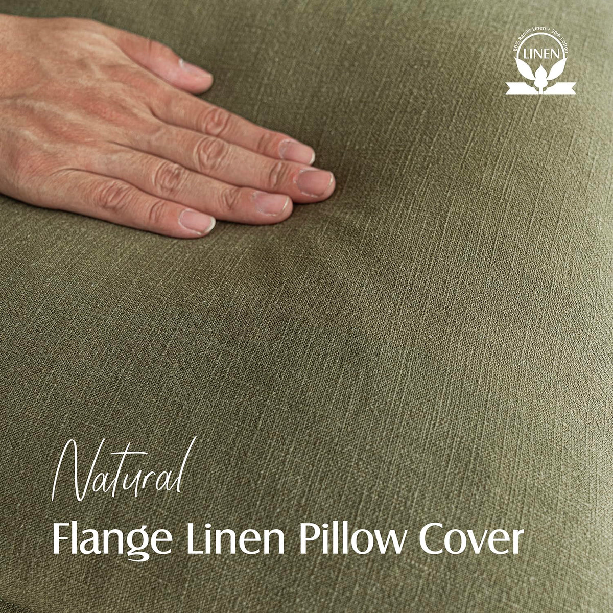 Pack of 2 Decorative Linen Solid Throw Pillow Covers Soft Accent Cushion Case Boho Farmhouse Pillowcase for Chair Couch Sofa Bedroom Living Room Home Decor 24 x 24 Inch Olive Green (2 Count)