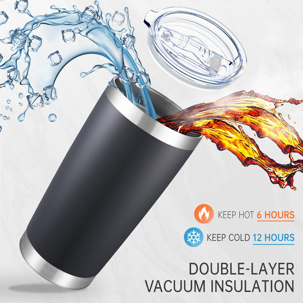 20 oz Tumbler Stainless Steel Tumblers with Lid Double Wall Vacuum Insulated Coffee Mug 20oz Powder Coated Cup for Hot and Cold Drinks