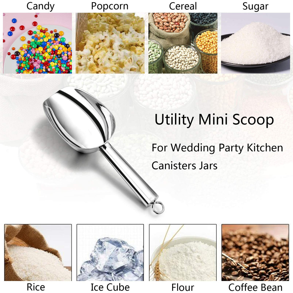 3 Ounce Mini Canister Scoop Stainless Steel Set of 4 (4 Count)