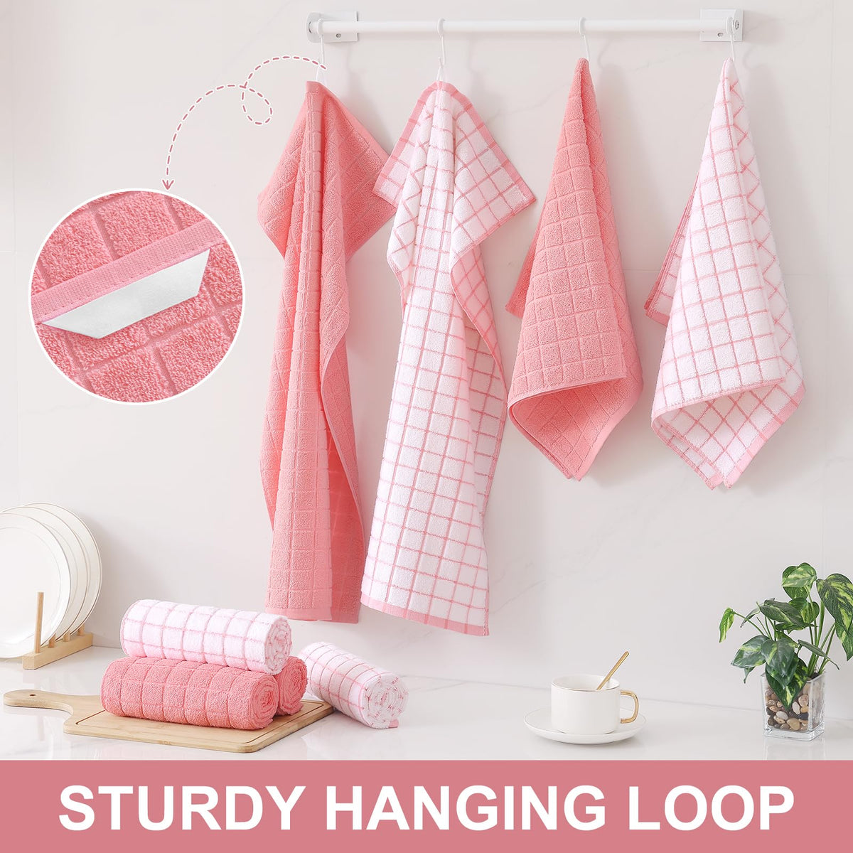 Large Premium Cotton Kitchen Towels 16"x 28" (8 Count)
