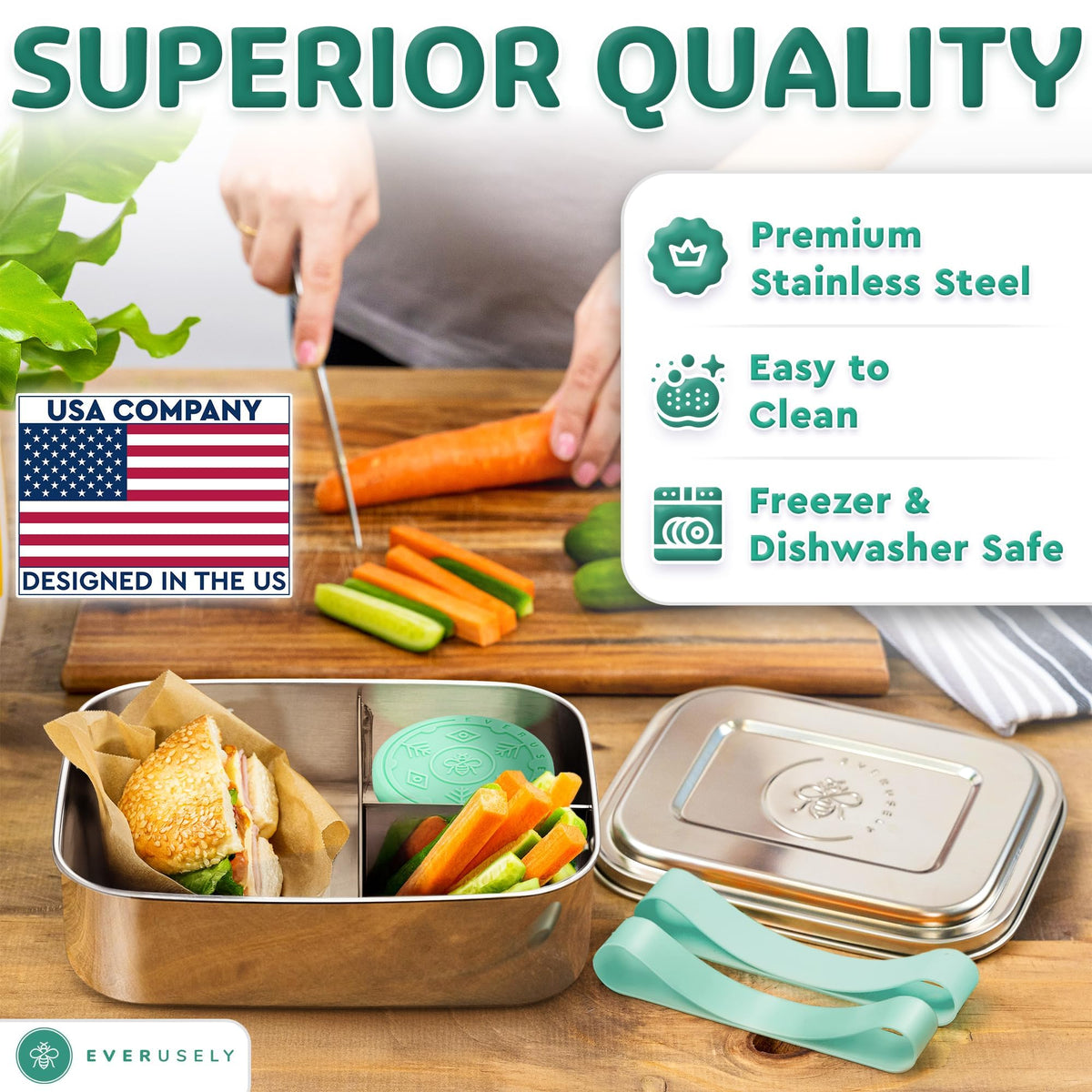 Stainless Steel Bento Box + Condiment Container
