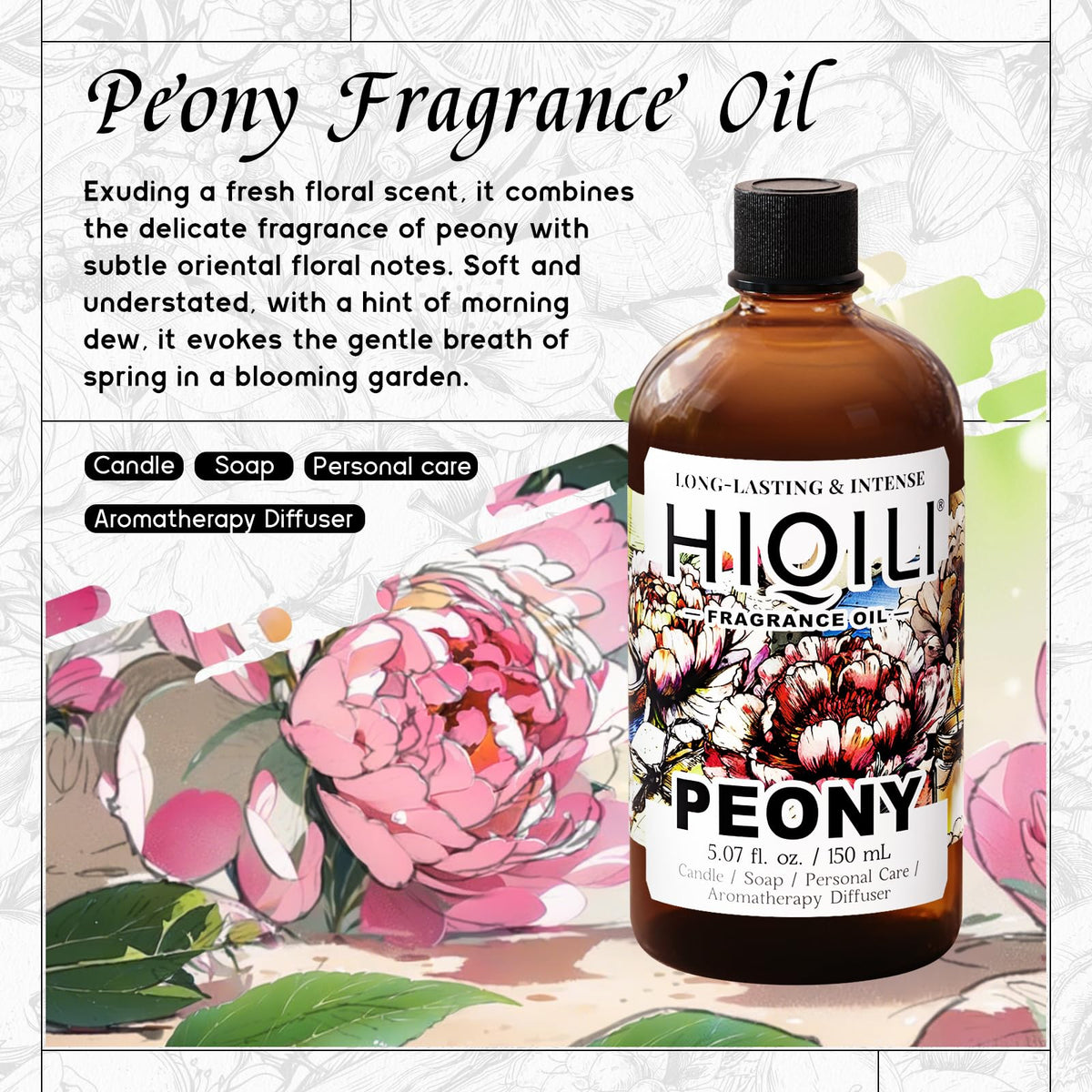 Peony Fragrance Oil for Diffuser (5.07 Fl Oz)