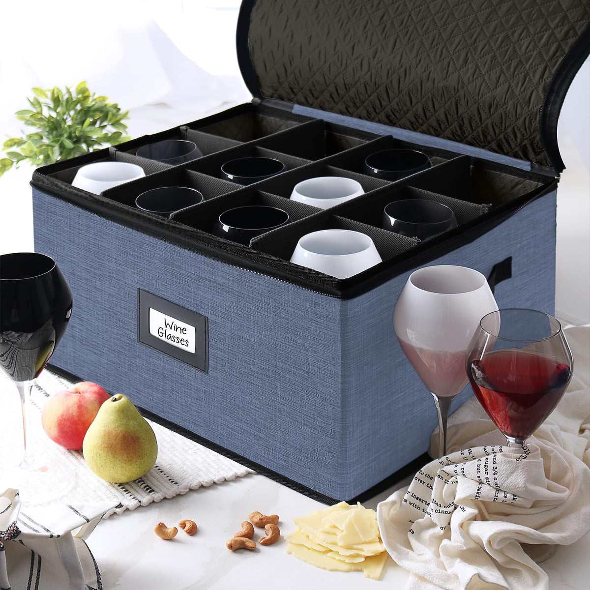 Wine Glass Storage Box with Dividers