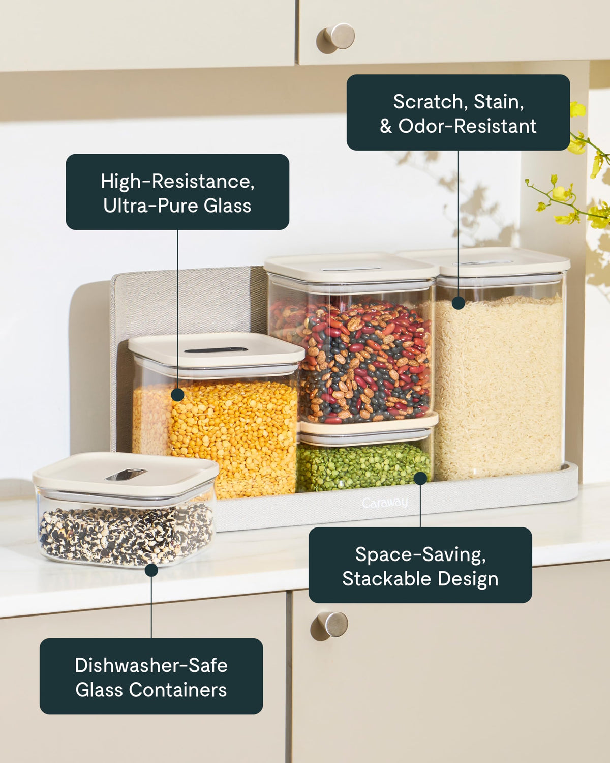 1 qt Glass Airtight Food Storage Containers with Lids (6 Count)