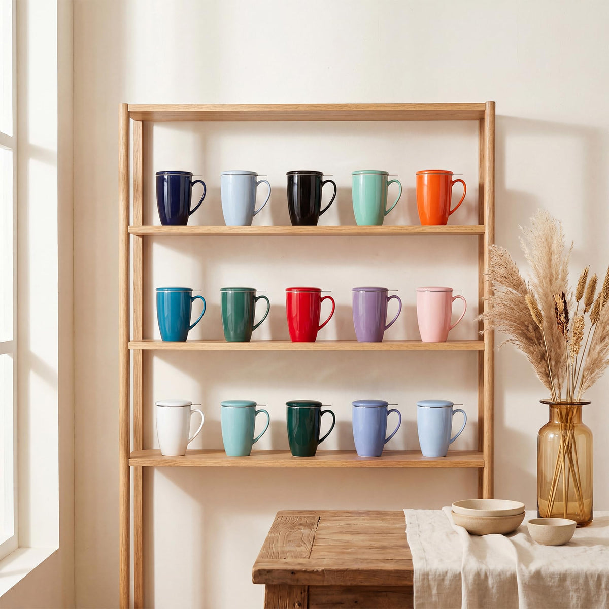 15 OZ Porcelain Tea Mug with Infuser and Lid