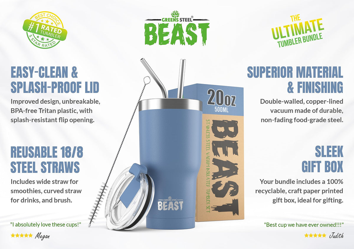 Beast 20 oz Tumbler Stainless Steel Vacuum Insulated Coffee Ice Cup Double Wall Travel Flask