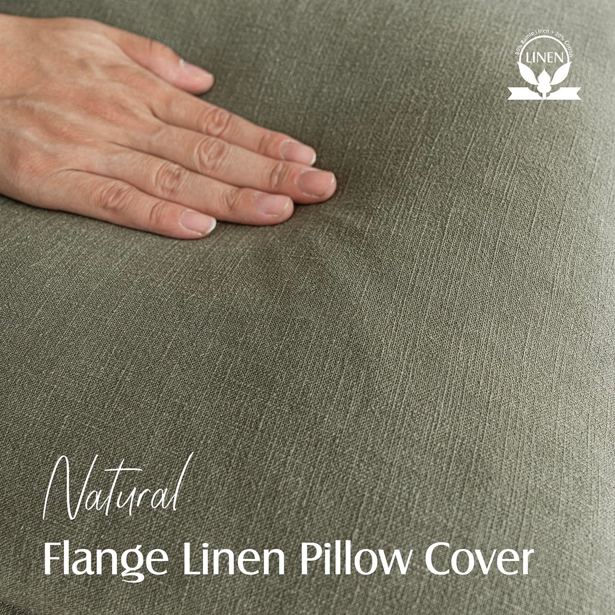 Pack of 2 Decorative Linen Solid Throw Pillow Covers Soft Accent Cushion Case Farmhouse Neutral Pillowcase for Chair Couch Sofa Bedroom Living Room Home Decor 22x22 Inch Olive Branch Green (2 Count)