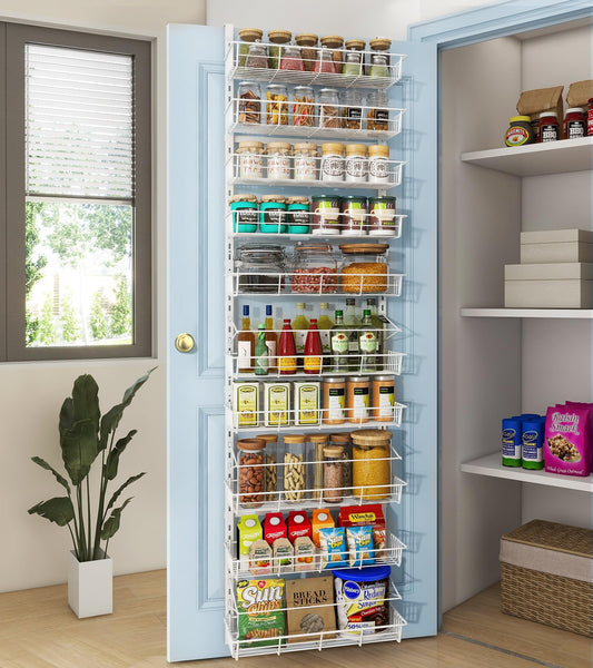 White 10 Tier Over The Door Pantry Organizer