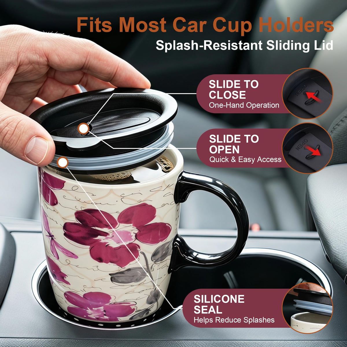 17oz Ceramic Travel Mug with Lid