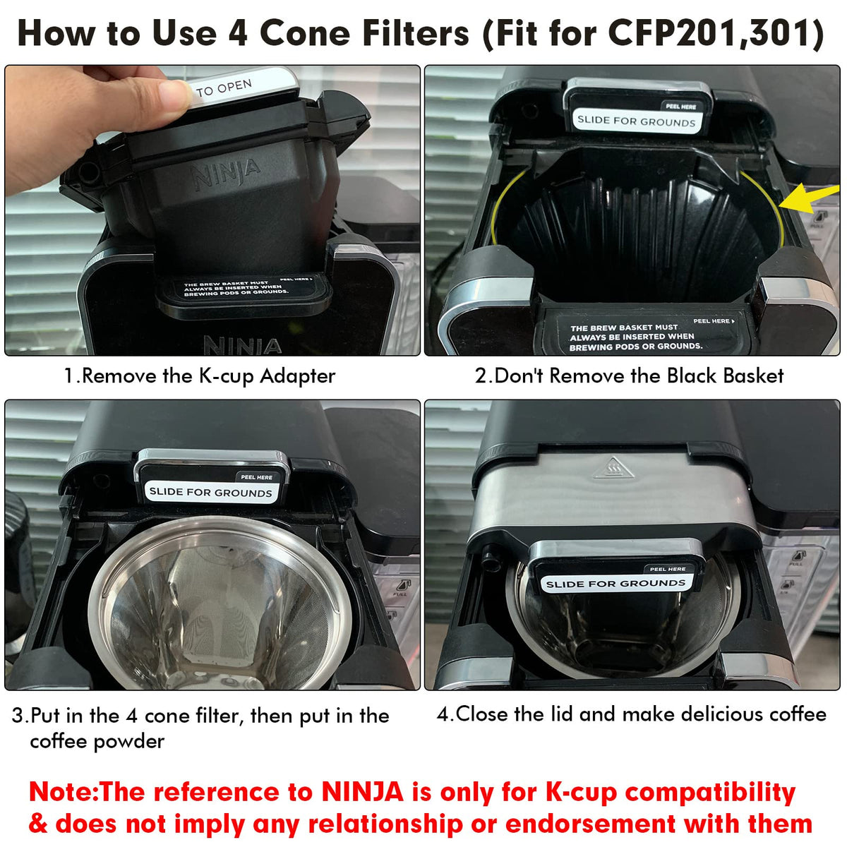Stainless Steel Reusable Coffee Filter Compatible with Coffee Maker (3 Count)
