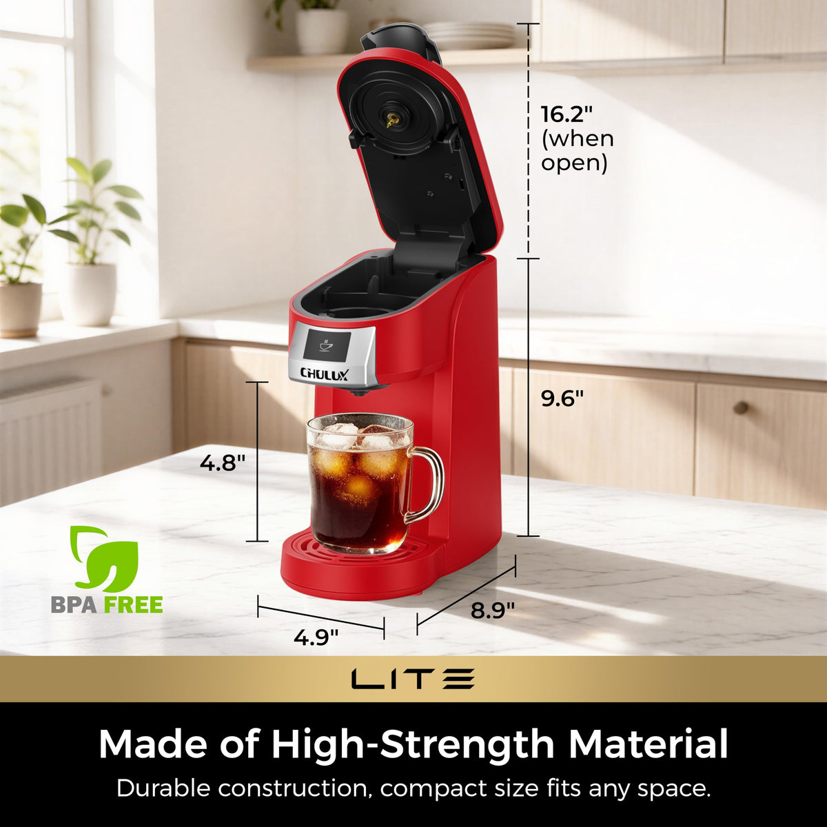 Lite Single Serve Coffee Maker for K Cup with One Touch Brew